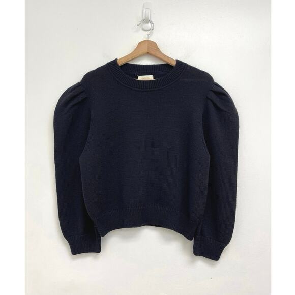 Jessie Loeffler Randall Puff Sleeve Highland Wool Crop Crew Neck Sweater Medium - Picture 8 of 8
